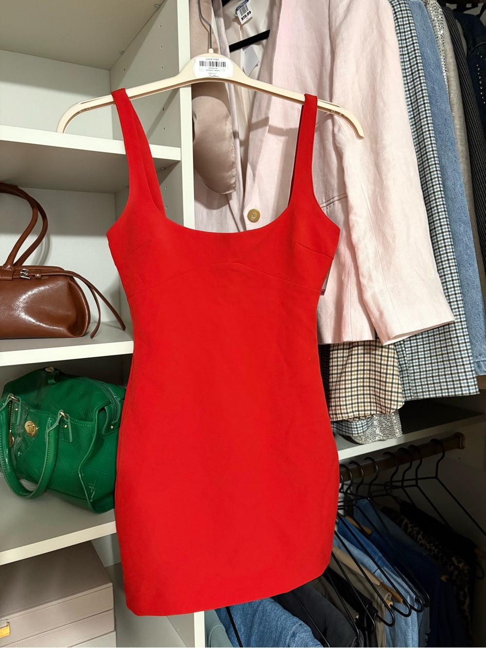 Zara Bold Red Scoop-Neck Mini Dress